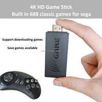 Console de jeu portable HD TV avec manette sans fil 2.4G, 688 jeux rétro, résolution 4K, prend en charge le téléchargement et le sauvegarde des progrès de jeu