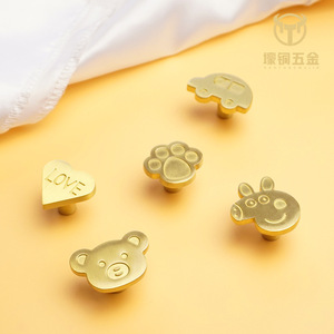 Brass Children's Room Cabinet Knobs Novelty Shape Single Hole Drawer Handles Durable Contemporary Design - Product Image 1