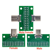 Adaptador de Placa de Prueba USB 3.1 Tipo-C Macho a Hembra, Conector Tipo C de 24 Pines y 2.54 mm para Cable de Transferencia de Datos
