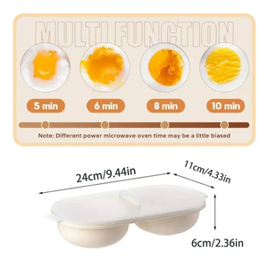 Hervidor de huevos doble para microondas, molde para huevos pochés, utensilio de cocina, molde para huevos pochés al vapor, herramienta de cocina - Product Image 3