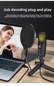Juego de micrófono de condensador USB de alta muestra, cardioide con cable para grabación de ordenador doméstico y <span class=keywords><strong>Monitor</strong></span> de escritorio para juegos, reducción de ruido - Product Image 5