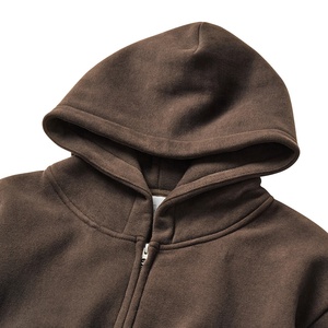 Healy Men 6 Colors <b>Zip</b>-Up Hoodie 100% Cotton Solid Color Fleece Sweatshirt Custom Logo Anti-Shrink Casual Streetwear Hoodie - Product Image 3