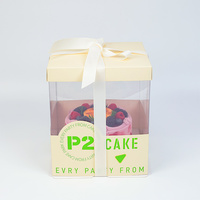 Boîte à gâteau carrée en gros pour usine, avec logo personnalisé UV, fond en carton robuste, matériau de qualité alimentaire, emballage cadeau transparent en PET pour desserts