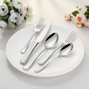 Ensemble de couverts en acier inoxydable poli miroir argenté, 5 pièces (fourchettes, cuillères, couteaux) – Talheres Para Restaurante - Product Image 4