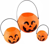 Halloween dekorasi labu permen ketel penyihir panci dempul mini plastik permen labu ember Halloween