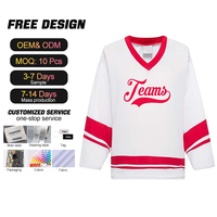 Maillots de hockey personnalisés rouge, noir et blanc, style vintage, streetwear, équipe du Canada, en mesh réversible, col en V, créez vos propres maillots de hockey