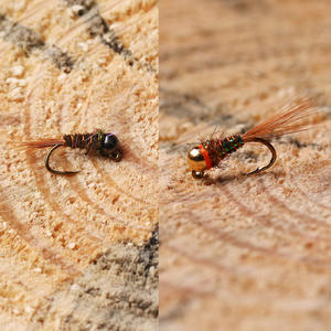 Perle de tungstène barbelée tête de gabarit nymphes naufrage rapide pêche à la truite mouches Euro <span class=keywords><strong>nymphe</strong></span> insecte artificiel leurre pour la pêche en rivière - Product Image 4