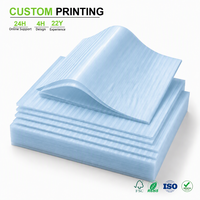 Papier de soie semi-transparent bleu clair personnalisé, feuilles texturées, papier cadeau fin et doux pour emballage de vêtements, vente en gros pour marques de vêtements