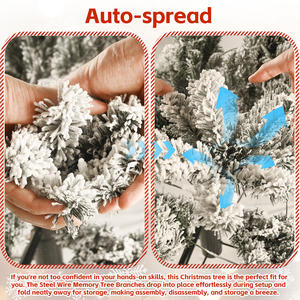 <b>Christmas</b> <b>Tree</b> with Premium PVC Needles and 1964 Branch Tips, Pre-Lit <b>Snow</b> <b>Flocked</b> Hinged Pine <b>Tree</b> with Solid Metal Stand - Product Image 5