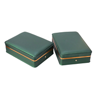 Estuche de Exhibición Rectangular de Lujo RONGTAI G-21 para Collares, Venta al Por Mayor 2025, Cuero PU Verde con Forro de Terciopelo, Organizador de Joyas