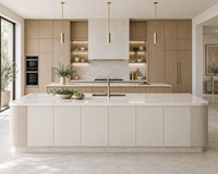 Kabinet Dapur Lengkap Gaya Shaker Eropa dengan Panel Beralur Kayu Oak Terang
