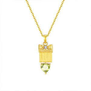 9 Delicados Collares con Colgante de Cristal Tallado en Corazón de 6mm, con Caja de Regalo, Piedra Natural, Plata 925, Chapado en Oro, Joyería que No se Deslustra - Product Image 1