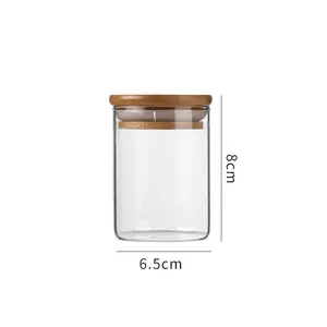 Borosilicate Glass Spice Jars with Bamboo Lids, Airtight Glass jar, ood Storage Containers