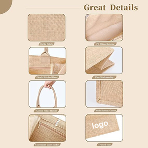 Promotional Shopping Travel Gifts Wedding Kitchen Diy Reusable <b>Tote</b> Inner Bags Small Jute Bag With <b>Zip</b> - Product Image 2