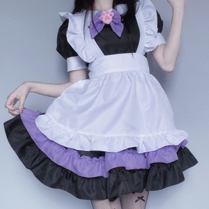Disfraz de Cosplay de Sirvienta Japonesa, Delantal Negro y Morado, Lazo, Diadema con Patas de Gato, Vestido Lolita para Adultos, Disfraz para Actuaciones, Primavera 2025, 100% - Product Image 2