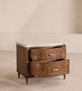 Muebles de dormitorio de lujo, mesitas de noche de madera con dos cajones y mármol natural - Product Image 3