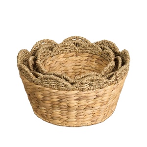 Ensemble de 3 paniers de rangement pour vêtements en rotin tressé à la main, écologiques, multifonctionnels, de forme ronde, pour la maison, l'hôtel, la station balnéaire, de la marque Ecoka Wholesaler - Product Image 2
