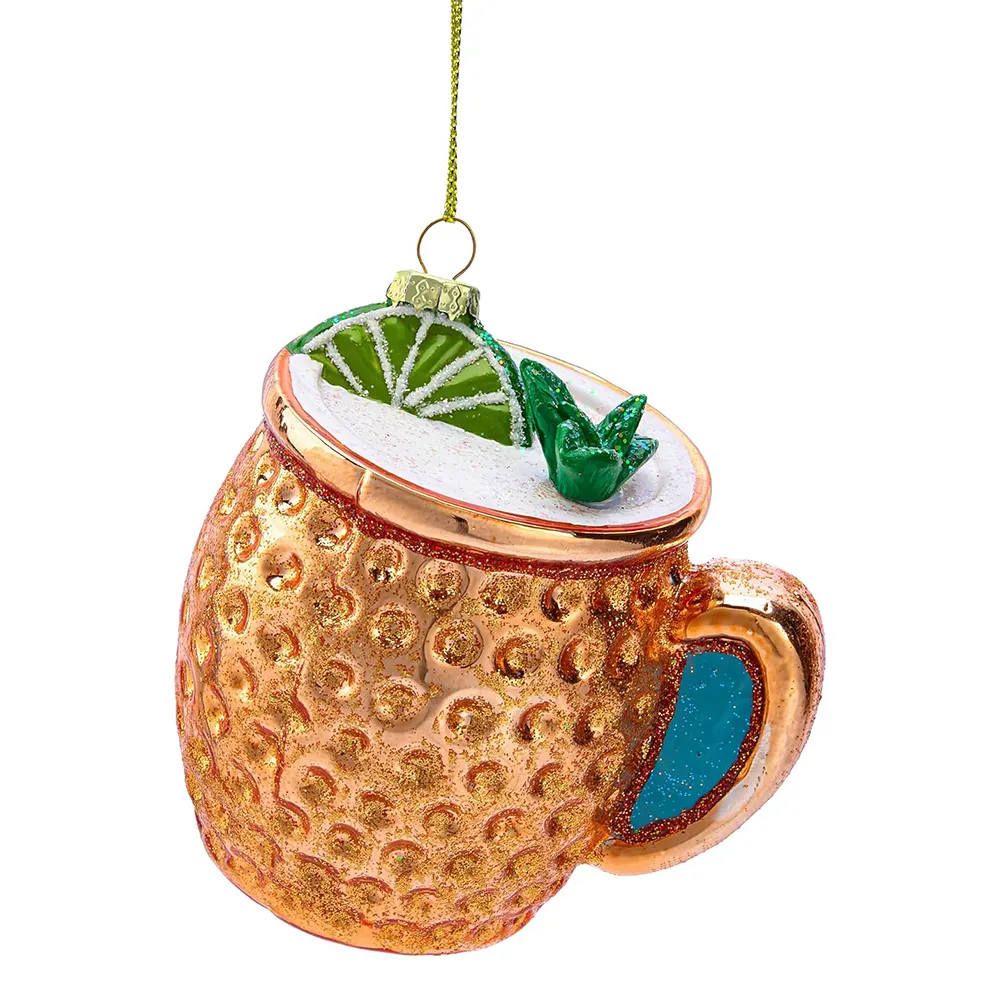 All'ingrosso personalizzabile Mini tazza di frutta ananas albero di Natale divertenti Baubles ornamenti di vetro eco-friendly
