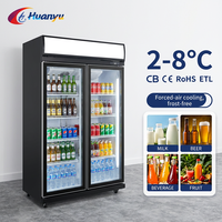 Réfrigérateur vertical pour boissons de magasin de proximité, à porte simple, avec thermostat numérique et roulettes
