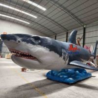 Modèle de sculpture animatronique mécanique de requin mégalodon grandeur nature pour parc à thème