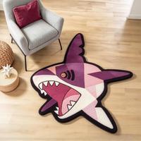 Tapis tufté à la main en forme de requin personnalisé, tapis de sol décoratif en acrylique de forme irrégulière pour salle de jeux, chambre à coucher, décoration intérieure