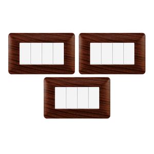 Placca Interruttore a Muro Gloca 4 Vie in Plastica Design Moderno Facile Installazione 3 Pezzi - Product Image 1