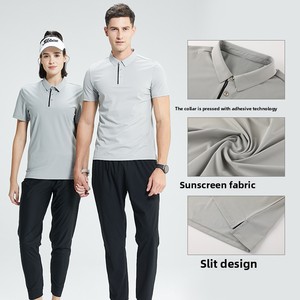 Polo <span class=keywords><strong>de</strong></span> <span class=keywords><strong>golf</strong></span> pour homme JAC22 DK8066 à séchage rapide, couleur unie, respirant, col rabattu, manches courtes - Product Image 3
