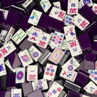 160 Pièces de Mahjong Américain en Acrylique Sculpté en Forme de Lapin Violet Luxueux, Idéal pour les Cadeaux de Jeux de Société Familiaux