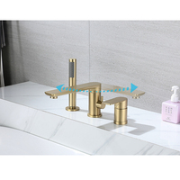 Lusa laiton poli robinet monté sur baignoire baignoire à double poignée baignoire chaude et froide avec pluie et pulvérisation douce vanne en céramique pour hôtels