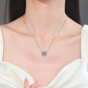 Luxe sieraden 925 <span class=keywords><strong>sterling</strong></span> zilver 1&2&3&5CT D kleur VVS1 Moissanite ronde en baguette geslepen hanger ketting voor dames - Product Image 5