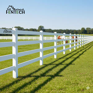 Clôture pour chevaux en <span class=keywords><strong>PVC</strong></span> recyclé <span class=keywords><strong>blanc</strong></span> solide Fentech, vente chaude, 4 rails, clôture de ranch, clôture de ferme, poteau - Product Image 1