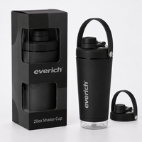 Gobelet isotherme en acier inoxydable de 20 oz pour protéines, avec logo personnalisé imprimé, couvercle anti-fuite et base de rangement