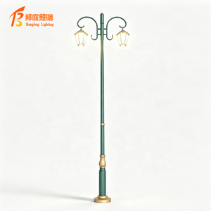 Lampadaire de jardin de style européen, poteau tressé, quatre flammes, en <span class=keywords><strong>fer</strong></span> forgé, IP65, LED, garantie 5 ans - Product Image 1