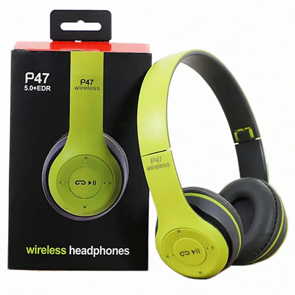 कान p47 उच्च गुणवत्ता वाले स्टीरियो वायरलेस हेडफ़ोन ब्लू-दांत गेमिंग हेडसेट इयरपीस हेडफ़ोन