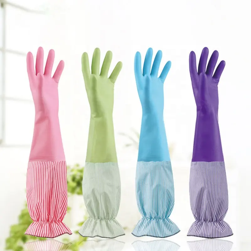 Guanti di gomma per pulire utensili per lavare i piatti in velluto caldo lungo lavoro accessori per la cucina guanti lunghi per le donne