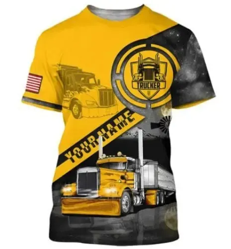 Camiseta masculina de alta qualidade personalizada com estampa de caminhão confortável para viver, camiseta de verão por atacado que respira minha vida