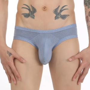 CELINNE <b>Men's</b> Sexy Panties Increase European Size Spot Half-show Hip Briefs Striped Mesh Breathable Low-waist <b>Men</b> Underwear - Product Image 4