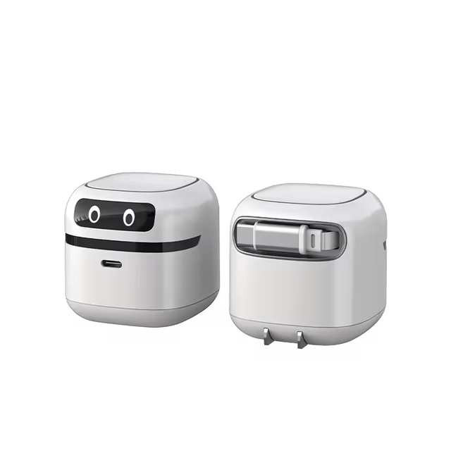 Smart Travel Mini Pd65w GaN Robot Fast Charger With Retractable Cable Type-c with Built -in Cable Fast Charging Head 65w