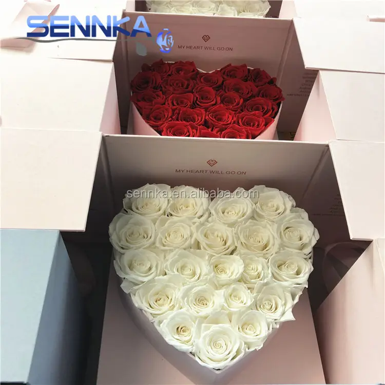 Rosas estabilizadas en caja con forma de corazón, regalo para el Día de San Valentín, venta al por mayor, rosas para siempre, flores preservadas