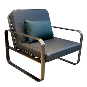 Canapé d'extérieur décontracté pour cour, ensemble trois pièces en acier inoxydable et métal nordique avec table basse, mobilier d'extérieur - Product Image 5