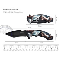 Couteau pliant tactique de survie et de chasse avec lame en acier inoxydable et manche en ABS imprimé en 3D