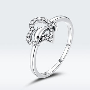 Dauphin elf 925 bague en argent en forme de <span class=keywords><strong>coeur</strong></span> zircon et Anneau de Dauphin avec <span class=keywords><strong>Anima</strong></span> gros SCR671 - Product Image 5