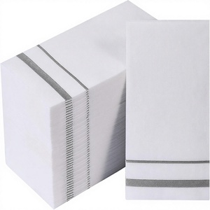 Leinen-Textur Luftdurchlässige 1-lagige Servietten aus Frischholzfasern im Beutel, 4-fach gefaltet, Siebdruck, robust, weich, kein Papierschrott, 100 Stück - Product Image 1