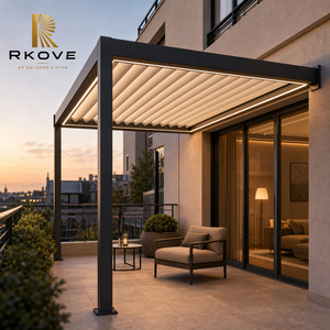 Pérgola de Aluminio de 3x3m para Montar en la Pared con Iluminación LED Cálida, Toldo para Balcón de Apartamento Urbano, RK-C1 - Product Image 5