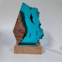 Newlandlight nouveau Design fait à la main Unique USB alimentation Base en bois océan Design Led lampe de bureau résine époxy table veilleuse