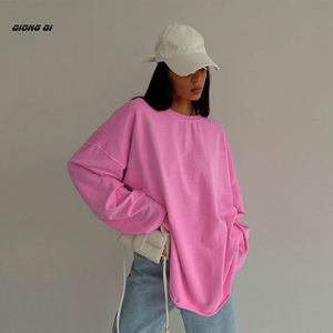 T-shirt <span class=keywords><strong>Bianca</strong></span> Oversize da Donna a Maniche Lunghe con Polsino Largo, Novità Primavera in 100% Cotone a Vestibilità Ampia - Product Image 2