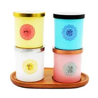 Barattoli di candela di lusso barattolo di candela di vetro personalizzato diversi colori 250ml vaso di candela di vetro fata con etichette Logo