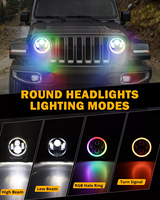 HYNBYZJ 7 pouces phare RGB Super lumineux 90W phares Led feux de croisement Halo anneau yeux d'ange phare Led pour Jeep Suv Atv
