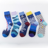 Bonypony – chaussettes en coton peigné unisexe pour hommes et femmes, motif coloré, amusant, décontracté, dessin animé, vente en gros