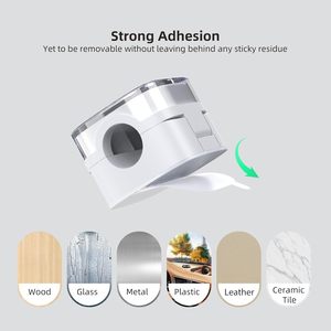 플라스틱 코드 홀더 화이트 <span class=keywords><strong>3</strong></span>팩 + 블랙 <span class=keywords><strong>3</strong></span>팩 자석 및 접착 클립 책상 주방 자동차 벽 사무실-투명 화이트 - Product Image 5